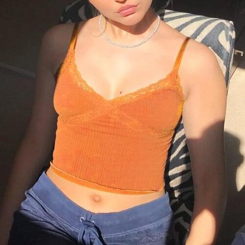 Fashion Women Sleevless V-neck Lace Tanks Tops