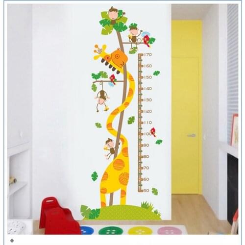 Cartoon Animals Hight Measure Wall Sticker Kids Room pvc Decor Wall Decals Growth Chart Wall Sticker