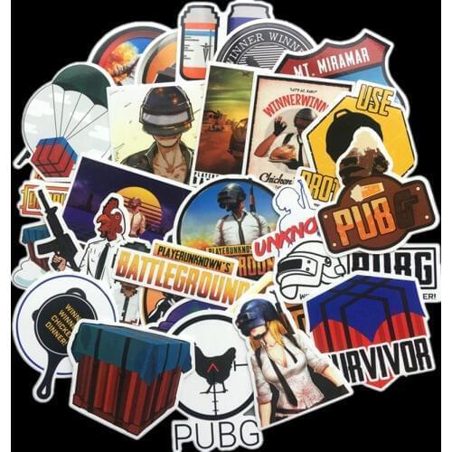 29Pcs/lot Playerunknows PUBG Game Stickers For Car Laptop Luggage Computer Bicycle Phone case Skateboard Pad Decal Sticker