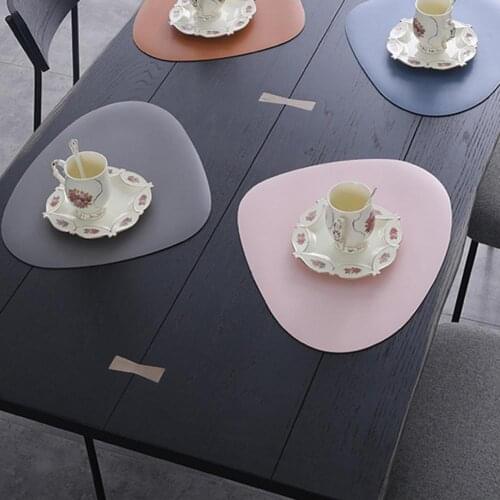 New 1 Set Place Mat Tableware Pad Placemat Table Mat Heat Insulation PU Leather Placemats Bowl Coaster Kitchen Non-Slip For Home