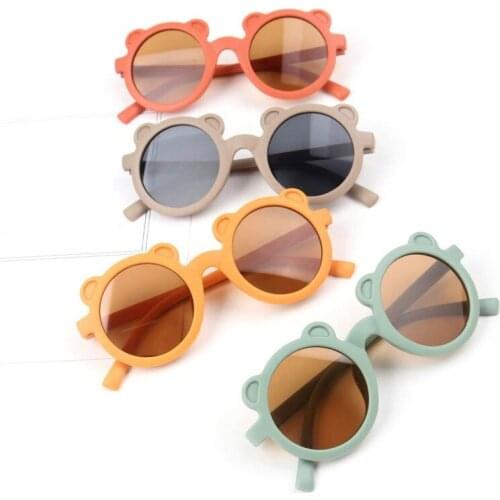 New Cartoon Lovely Kids Sunglasses Bear Shape Frame Girls Children Sun Glasses Round Street Beat Baby Boy Eyeglasses Cute Shades