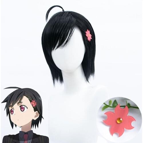 HSIU Koharu Hondomachi Wig Anime ID:INVADED Cosplay Handsome girl Black wig Party Wig Fiber synthetic Hair+Free brand wig cap