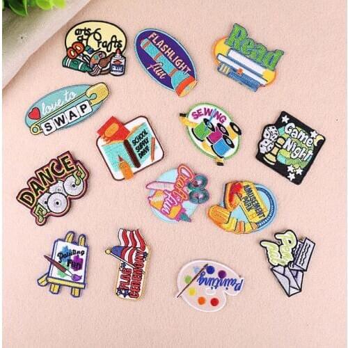 PGY 1PSC Drawing tools Patches for Clothes Iron Drawing board Flashlight scissors Embroidery Book Patch Coat Jackets Diy Decor