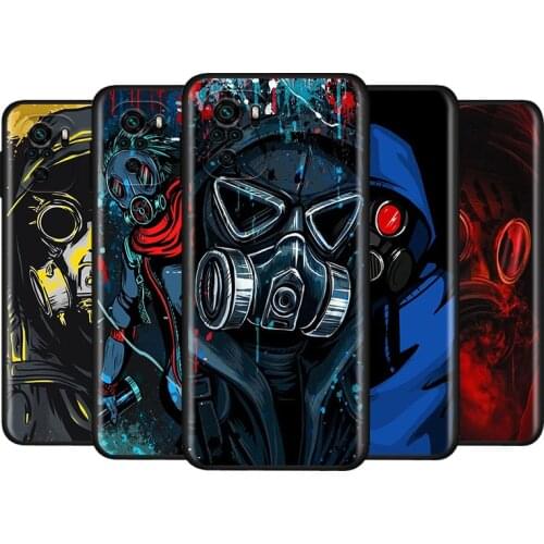Cool Gas Mask Smiley For Xiaomi Redmi Note 10S 10 9 9S 9T 8T 8 7 6 5 Pro Max 5A 4X 4 5G Soft Silicone Phone Case