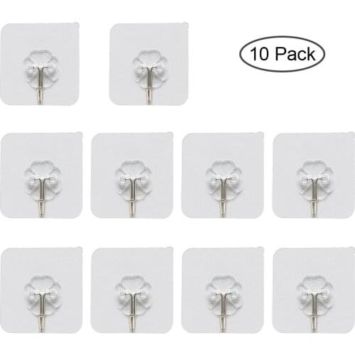 Clearance Sale 10pcs Waterproof Transparent Viscose Hook Household Kitchen Bathroom Reusable Adhesive Hook without Mark