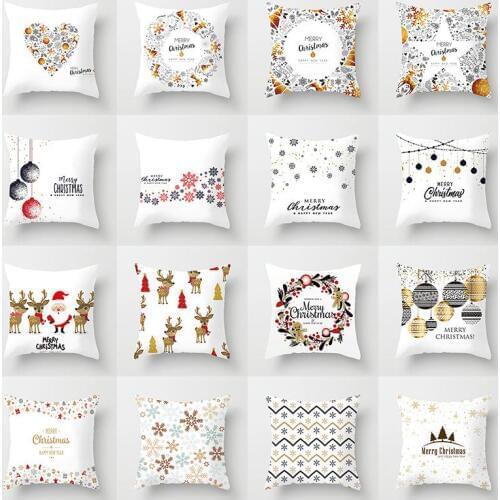 Christmas Cushion Cover Merry Christmas Decoration Pillowcases Santa Claus Polyester Throw Pillow Case Cover kerstmis navidad