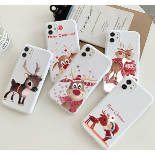 Christmas Cartoon Deer Coque For iPhone 11Pro 11 12 Pro Max Mini Case For iPhone XR X XS Max 5s 6 6S 7 8 Plus SE 2 2020 TPU Case