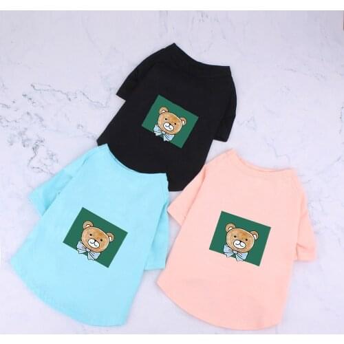 Spring Summer Cotton Bear Print Dogs Pets Clothing Poodle Cool Tshirt Chihuahua Vest S-2XL PC1489