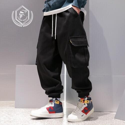 Men Loose Patchwork Safari Style Pants Harem Jogger Pants Fashion Ankle-Length Hip Hop Pants
