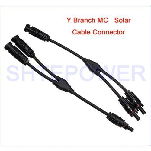 Solar panels system cable connector 2Y style one pair of two pcs parallel connect multiple panels