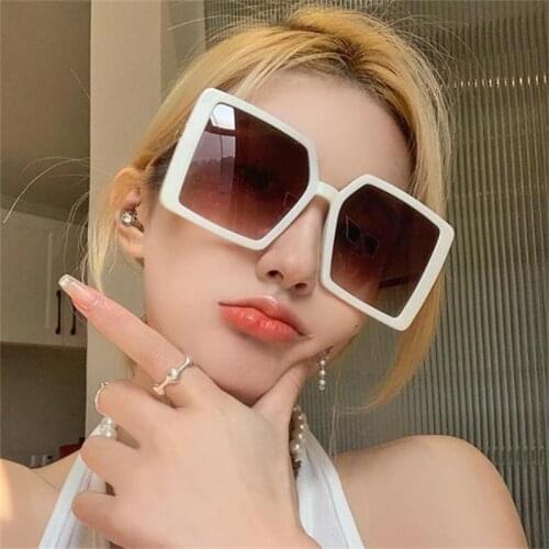 New Black White Square Sunglasses 2021 Summer Luxury Men Shades Retro Big Frame Glasses For Women Male Trendy Oversized Glasses