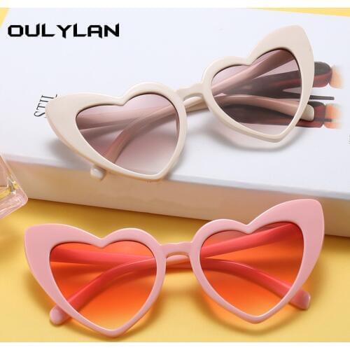 Oulylan Heart Sunglasses Women Brand Designer Cat Eye Sun Glasses Retro Love Heart Shaped Glasses Ladies Shopping Sunglass UV400