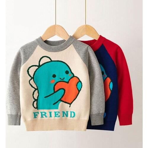 Baby Girls Sweater Kids Boys Pullover Sweater Cute Cartoon Dinosaur Children Warm Bottoming Clothing Child Knit Clothes Tops