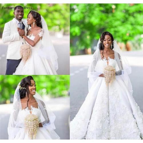 High Quality South African Black Girls Long Sleeves Wedding Dress A Line Appliques Lace Garden Formal Bridal Gown Custom Made