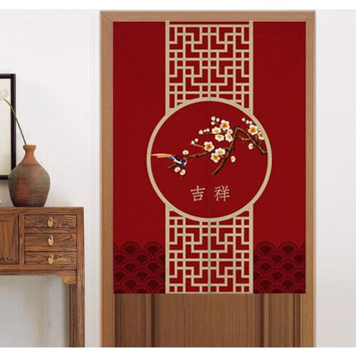 Chinese Style Door Curtain Dustproof Half Curtains Washable Kitchen Door Drapes Washable Restaurant Entrance Decoration