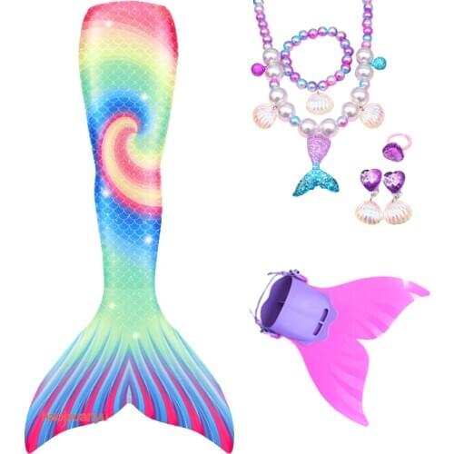 Girls Mermaid Swimsuit Cosplay Costume Mermaid Tails for Swimming with Monofin Fish Costumes for Girl Beach Suit Summer Dress