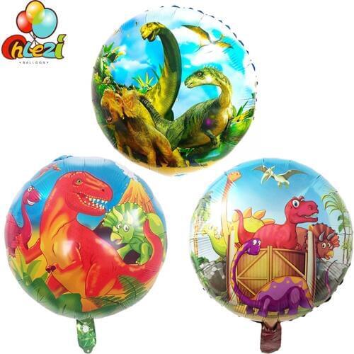 10pcs 18inch Dinosaur Foil Balloons Round Helium Balloon Children Birthday Party Supplies Toys gifts Decoration Jurassic Globos