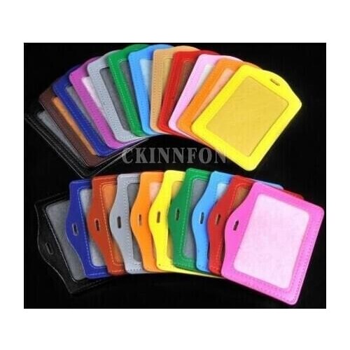 1000Pcs/Lot Assorted Color PU Leather ID Badge Card Holder Horizontal Vertical Retractable Reel Key Clip 60*90MM