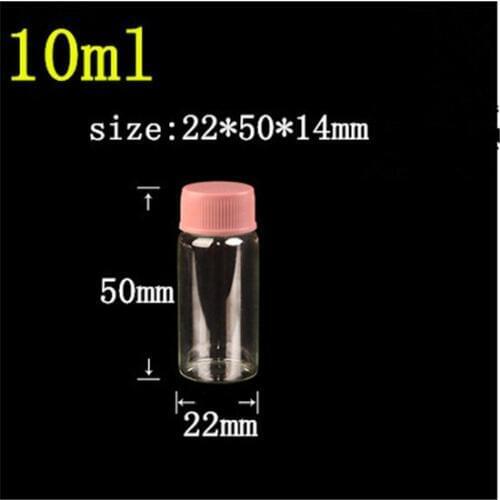 22*50*14mm 10ml Glass Jars With Plastic Cap Transparent Empty Glass Bottles Jars Containers 100pcs/lot