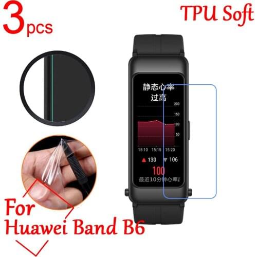 3pcs/lot Ultra Clear TPU Soft For huawei B6 Full Screen Protector cover For Huawei Band B6 sports SmartWatch Protective Film