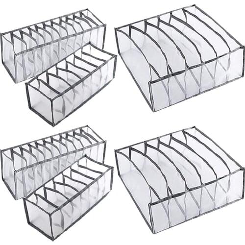 6Pcs Underwear Drawer Organizer Foldable Closet Clothes Dividers Dresser Compartments Storage Box Fit For Bras Socks