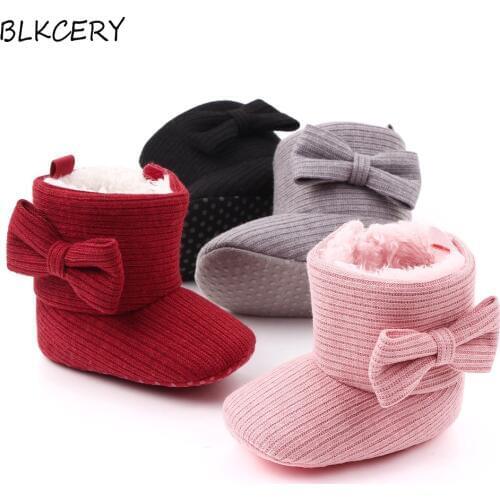 Brand Infant Booties Toddler Baby Girls Shoes Soft Sole Booty Winter Warm Snow Boots Bows Shoes Newborn Footwear for 1 Year Old