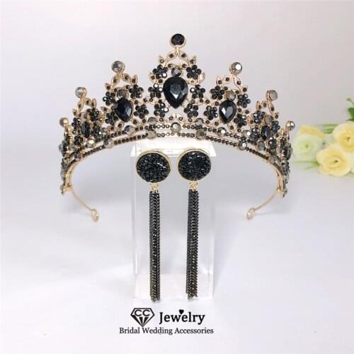 CC Tiaras and Crowns Wedding Accessories for Women Engagement Hair Ornaments Black Color Headdress Prom Headwear Hairbands YQ56