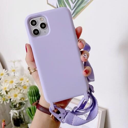 Luxury Cute Lanyard Liquid Silicone Phone Case For iPhone 12 11 Pro Max SE XS Max XR X 8 7 6 Plus Ultra-thin Necklace Rope Cover