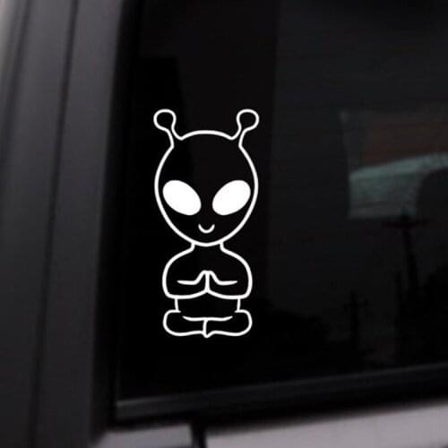 Black/Sliver Funny Cute Alien Yoga Namaste Car Sticker Small/Big Size Decor Removable Waterproof Window Body Decal CL885