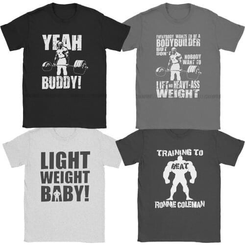 Yeah Buddy Ronnie Coleman T Shirts Mens Leisure T-Shirts Gym Fit Fitness Bodybuilding Tees Short Sleeve Clothing Birthday Gift