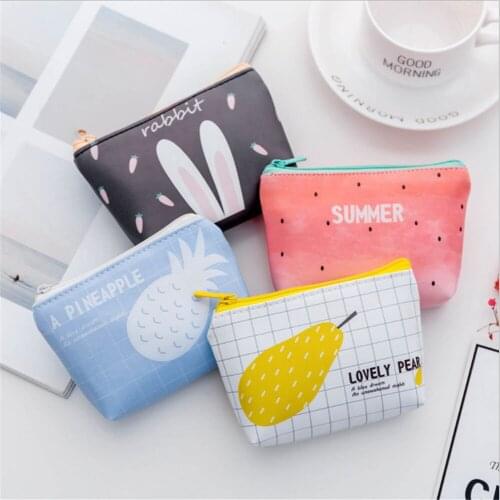 The New Fashion Canvas Zipper Geometric Coin Purse Mini Storage Bag Cute Cartoon Soft Comfortable Key Case For Women Female
