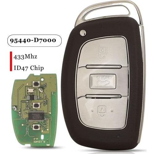 Jingyuqin 5pcs 3 Buttons Smart Remote Car Key Fob 433 MHz 95440-D7000 ID47 Chip For Hyundai Tucson 2019
