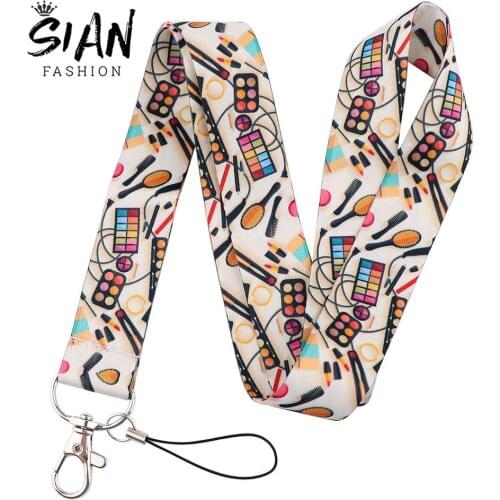 Makeup Brush Cosmetics Cartoon Keycord Creative Makeup Artist Profession Lanyard Neck Phone Charm Unisex Jewelry Decoration Gift