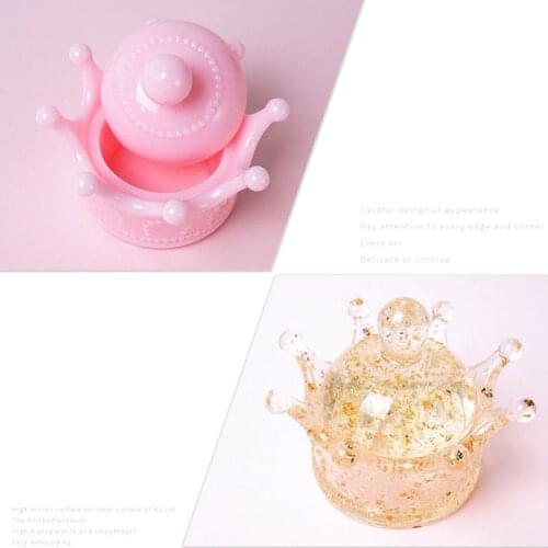 DIY Cute Crown Jewelry Storage Box Epoxy Resin Casting Silicone Mold Craft Tools R58E