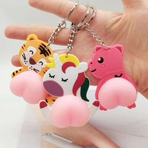 2020 Hot Fashion Cute Butt Doll Keychain Decompression Toy Ass Key Ring Chain Jewelry Women Bag Car Trinket Kids Gift Souvenirs