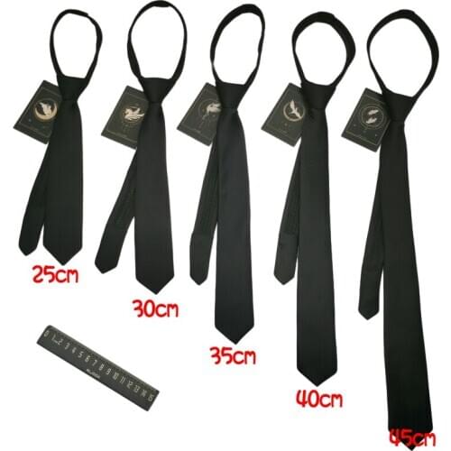 [Lock-Free Zipper] Korean Style Zipper Lazy Tie JK Female College Style Male Black Yogon Punch-Free Student Small Narrow