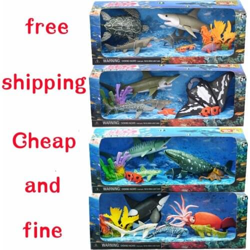 Marine animal toy model of movable joints good quality big killer whale shark octopus dolphins squid coral animals