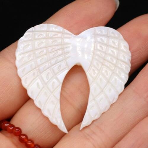Natural Freshwater White Shell Pendant Heart Shaped Wing Loose Beads OL Sweet Making DIY Necklace Bracelet Jewelry