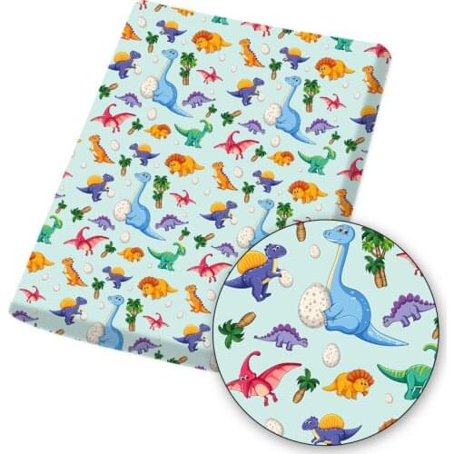 Polyester Cotton Fabric Cartoon Animals Dinosaur Printed Cloth Sheets For DIY Mask/Dress/Bag Materials Home Textile 45*145cm 1pc