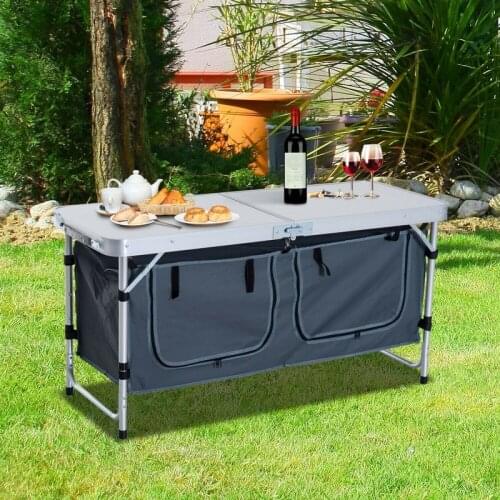 Portable Table Picnic Table Camping BBQ Banquet Folding Storage Adjustable Portable Garden Table