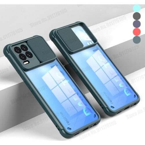 Candy Color Acrylic HD Transparent Phone Case For OPPO Realme 8 5G C21 C20 C12 C15 C25 Slide Camera Lens Protective Back Cover