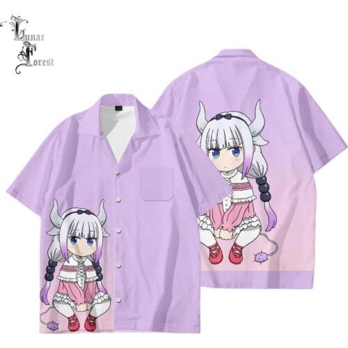 Kyoto Animation Miss Kobayashis Dragon Maid Kanna Printing Unisex Shirt Casual Short Sleeve Streetwear Anime Overclothes 6XL