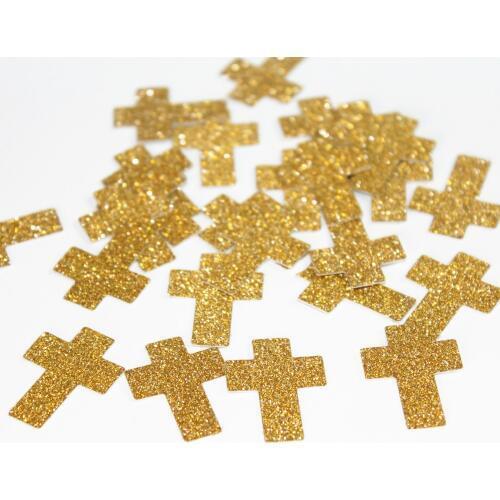 Handmade Baptism Decorations Gold Silver Cross Table Confetti 100 CT Holy communion decorate small size
