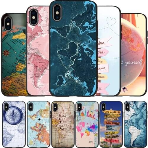 Ciciber World Map Travel Silicone Phone Case For iPhone 11 XR XS Max 7 8 6 6S Plus 5 5S Back Cover For iPhone 11 Pro Shell