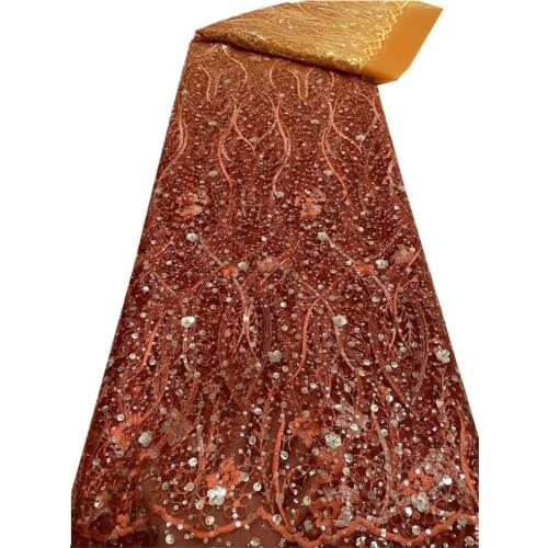 SJ Lace Nigerian Lace Fabric African Lace Fabrics 2021 Embroidery Lace French Tulle Lace Fabric With Sequins For Dress Z4-53