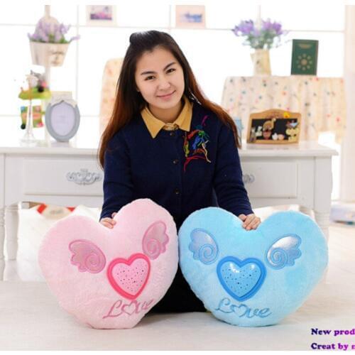 Glowing Colorful Heart LED Luminous Pillow LED Light Stuffed Projective Plush Soft Cushion Kids Toys Party Birthday Gift Home