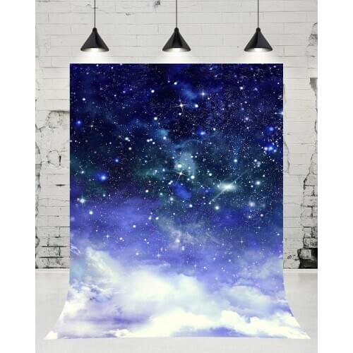 VinylBDS Dark Blue Starry Sky Baby Photography Backdrops With Cloud Studio Washable Seamless Photography Background Material