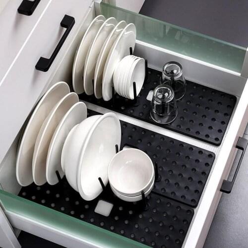Kitchen Drawer Type Retractable Drain Bowl Rack Anti-skid Dish Storage Rack Adjustable Tableware Finishing Rack Water Cup Rack