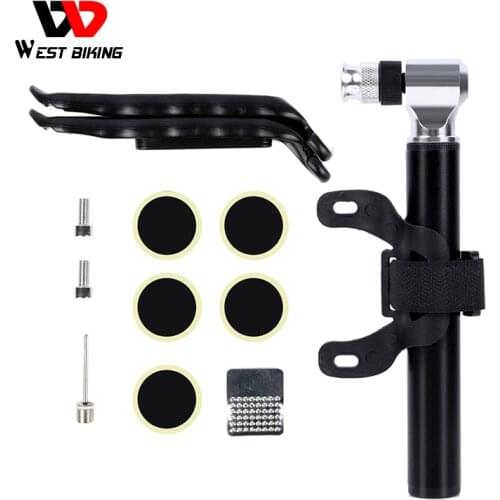 WEST BIKING Mini 300 Psi Bike Pump MTB Road Bicycle Hand Air Pump Bike Tire Lever Patch Schrader Presta Valve Cycling Pump
