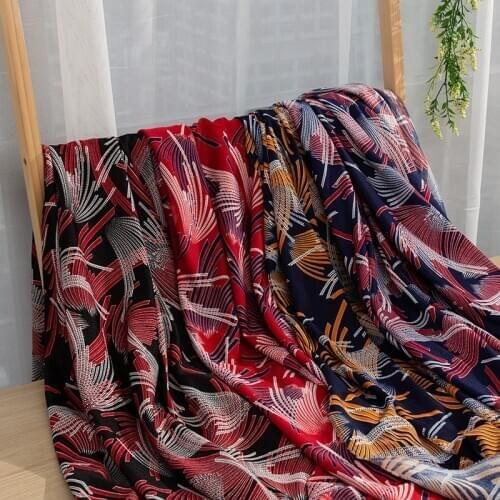 Japanese Printed Jersey Fabric Phoenix Elastic Fabric For Sewing Women Clothes 45*165 Cm/Piece KA57-5